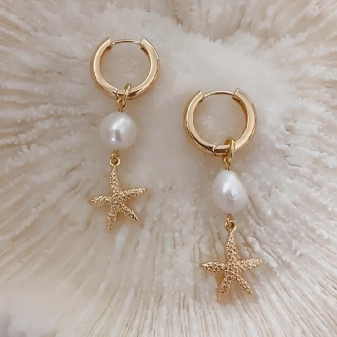 PEARL X STARFISH HOOPS ✿ STELLA