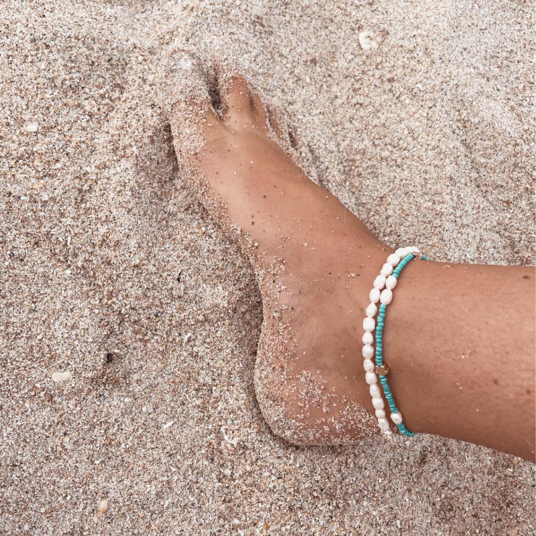 BEADED ANKLET ✿ OCEAN COLORS