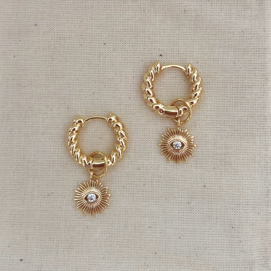 SUNBURST EVIL EYE HOOPS ✿ SOL